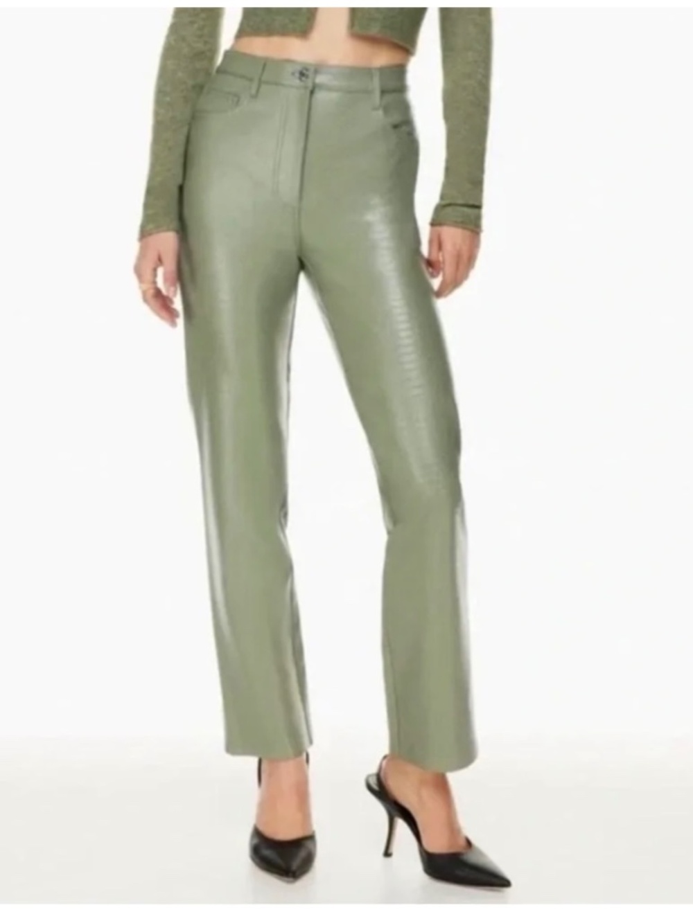 Aritzia Wilfred Green “leather” pants (size 6)